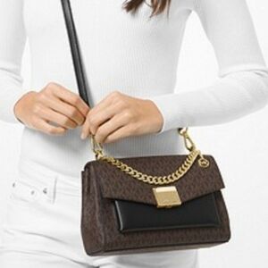 Michael Kors Black and Brown Shoulder Bag